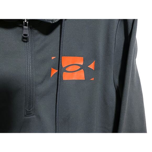 Under Armour 1/4 Zip Hoodie Pullover Sweatshirt Loose Orange Logo Mens SM - Picture 4 of 7